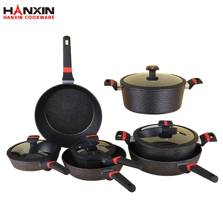 ชุดเครื่องครัวอลูมิเนียมเคลือบลายหินอ่อน Non-Stick